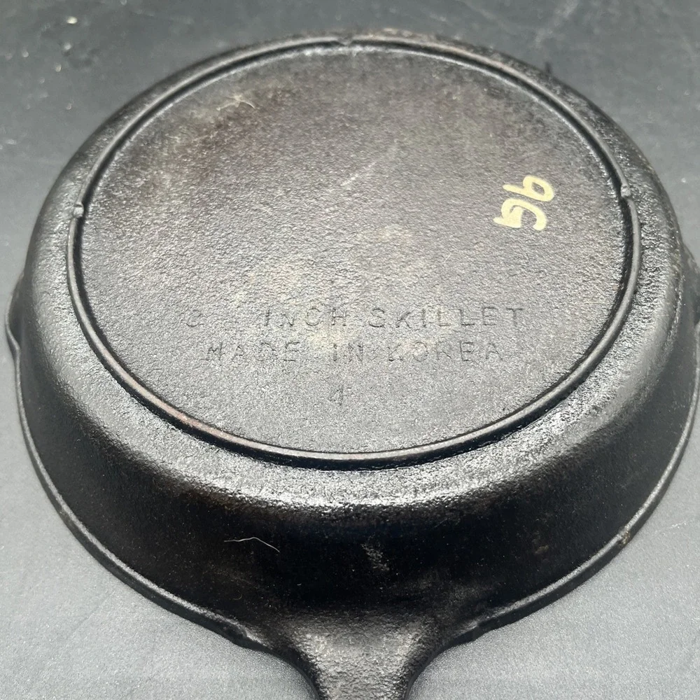 Vintage 8 Inch Cast Iron Skillet Smooth Bottom Made In Korea Number 4
